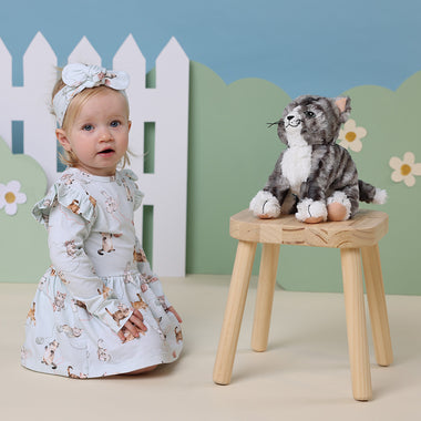 Toddler wearing Kittens Long Sleeve Organic Dress | Snuggle Hunny