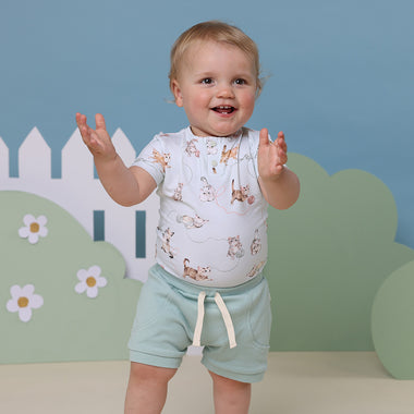 Toddler wearing Kittens Short Sleeve Organic Bodysuit | Snuggle Hunny