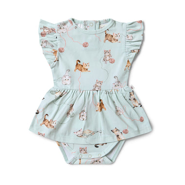 Kittens Short Sleeve Organic Dress | Snuggle Hunny