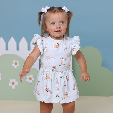 Toddler wearing Kittens Short Sleeve Organic Dress | Snuggle Hunny