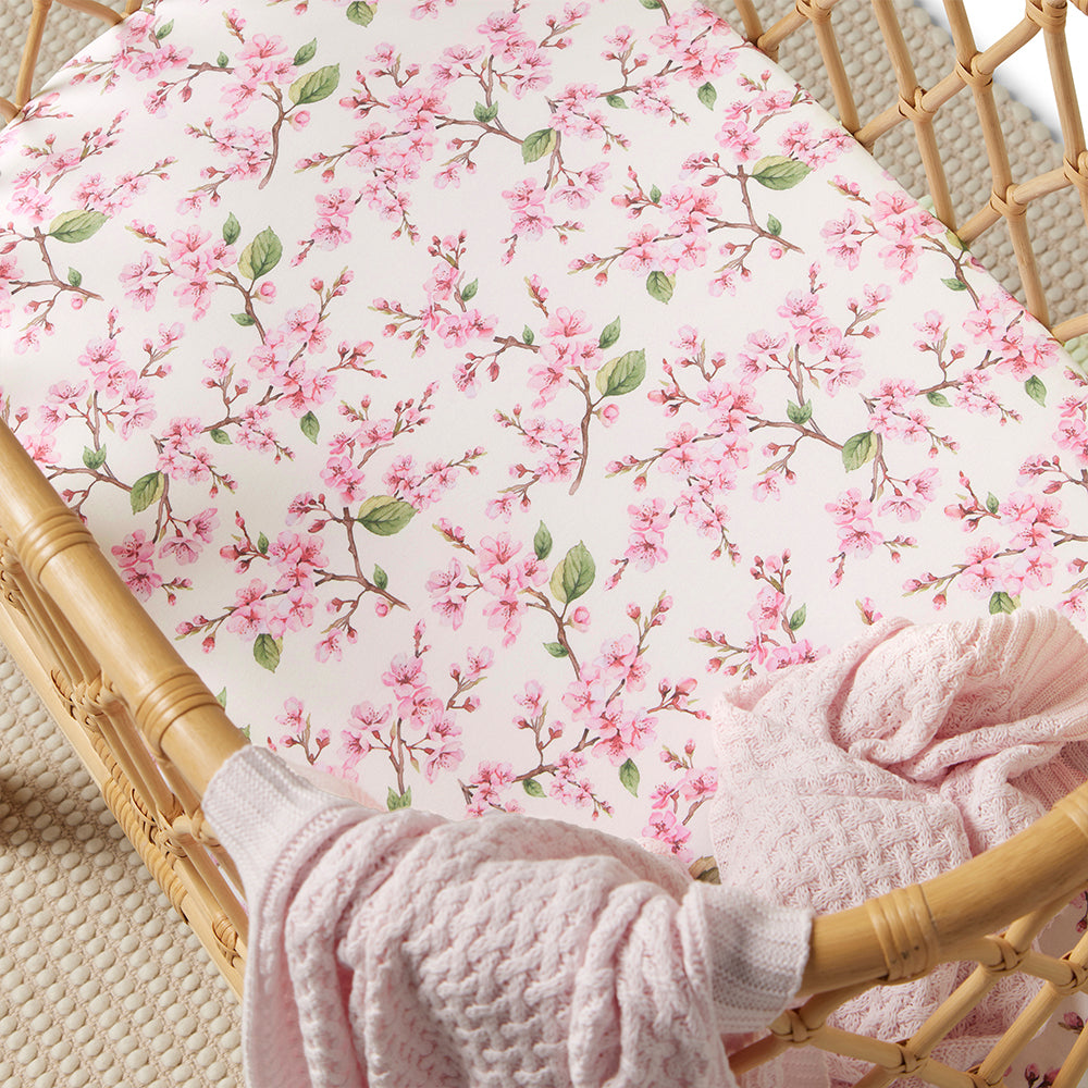 Cherry Blossom Organic Bassinet Sheet / Change Pad Cover - View 2