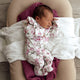 Cherry Blossom Organic Snuggle Sleepsuit Zip Footie with Frill - Thumbnail 4