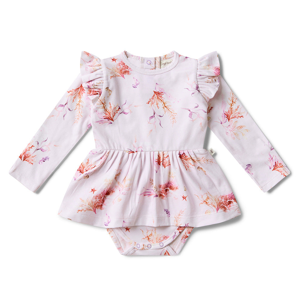 Coral Long Sleeve Organic Dress - View 2