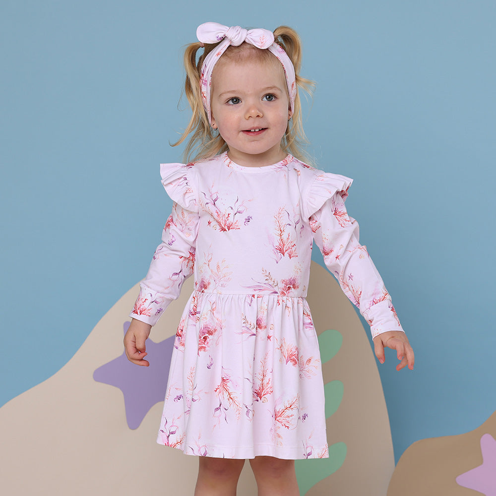 Coral Long Sleeve Organic Dress - View 6