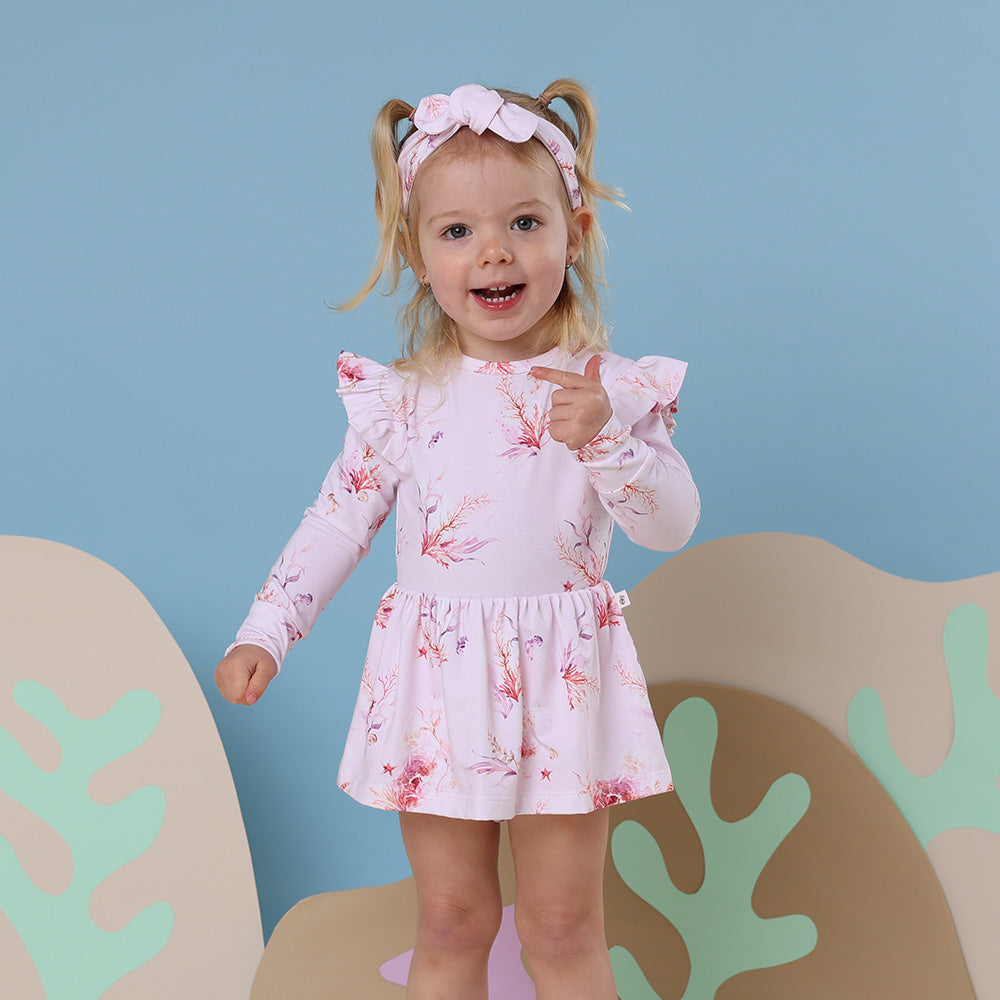 Coral Long Sleeve Organic Dress - View 9