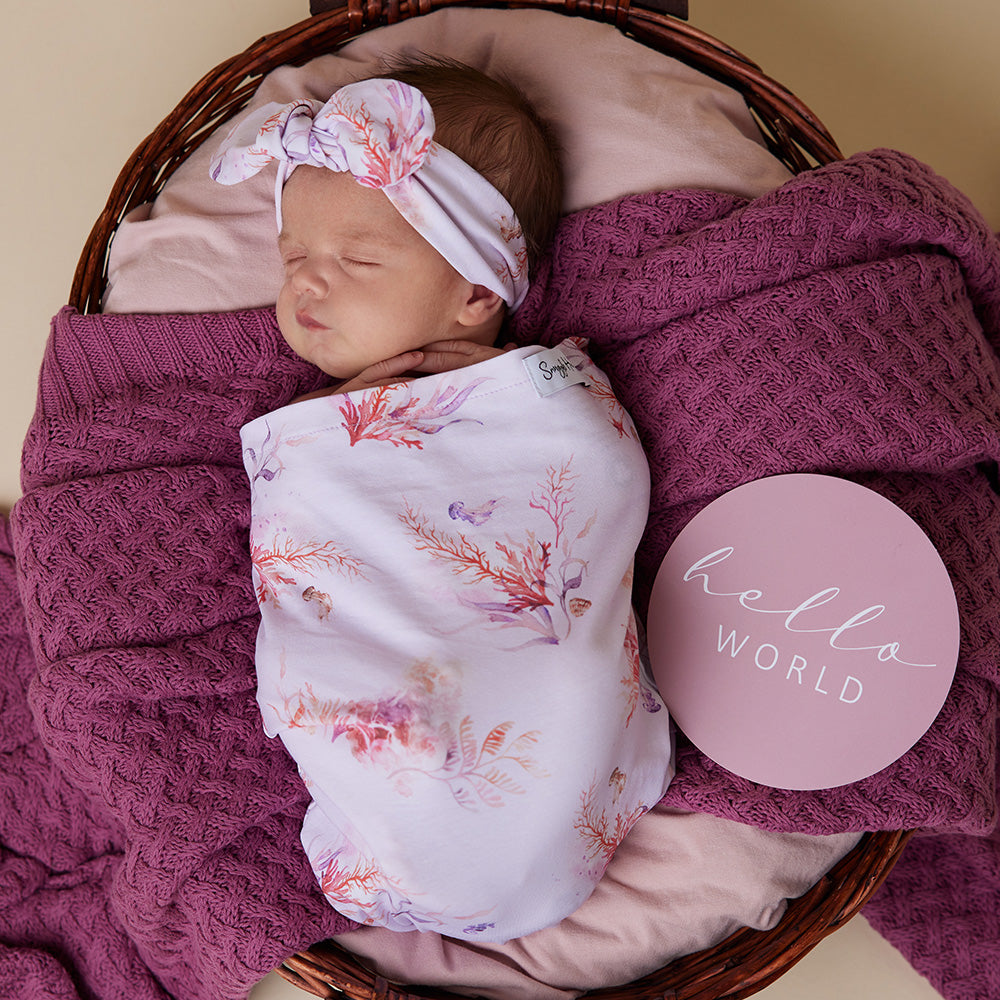 Coral Organic Snuggle Swaddle Topknot Set