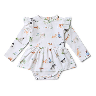 Dog Park Long Sleeve Organic Dress | Snuggle Hunny