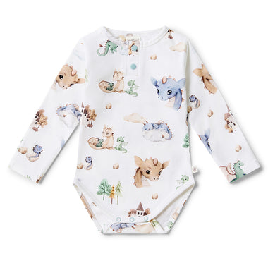 Dragon Long Sleeve Organic Bodysuit | Snuggle Hunny