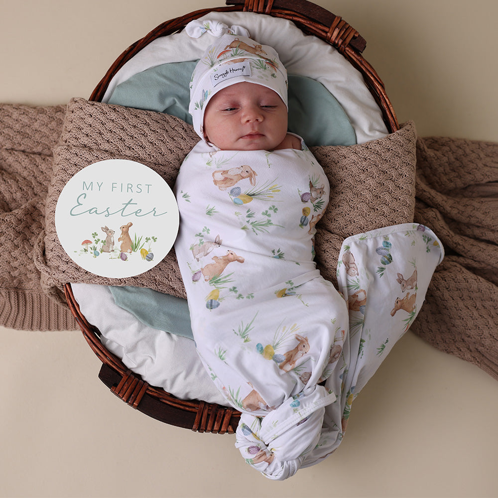 Easter Bunnies Organic Jersey Wrap & Beanie Set - View 5