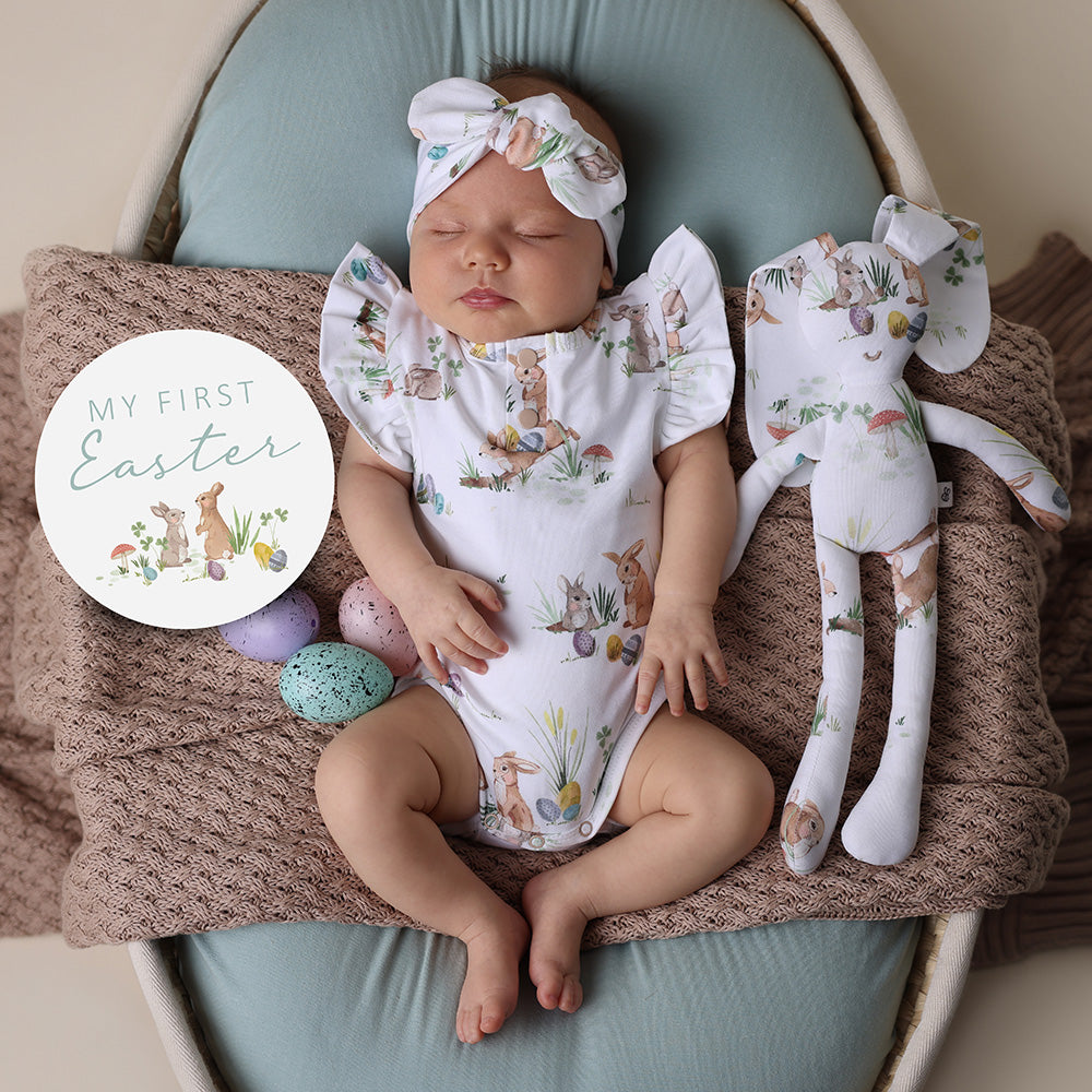 Easter Bunnies Short Sleeve Organic Bodysuit with Frill - View 1