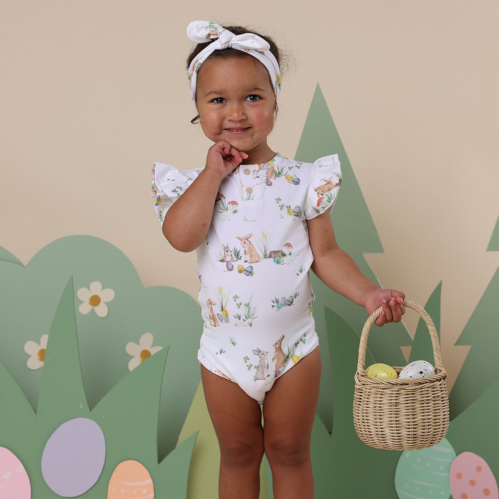 Easter Bunnies Short Sleeve Organic Bodysuit with Frill - View 3