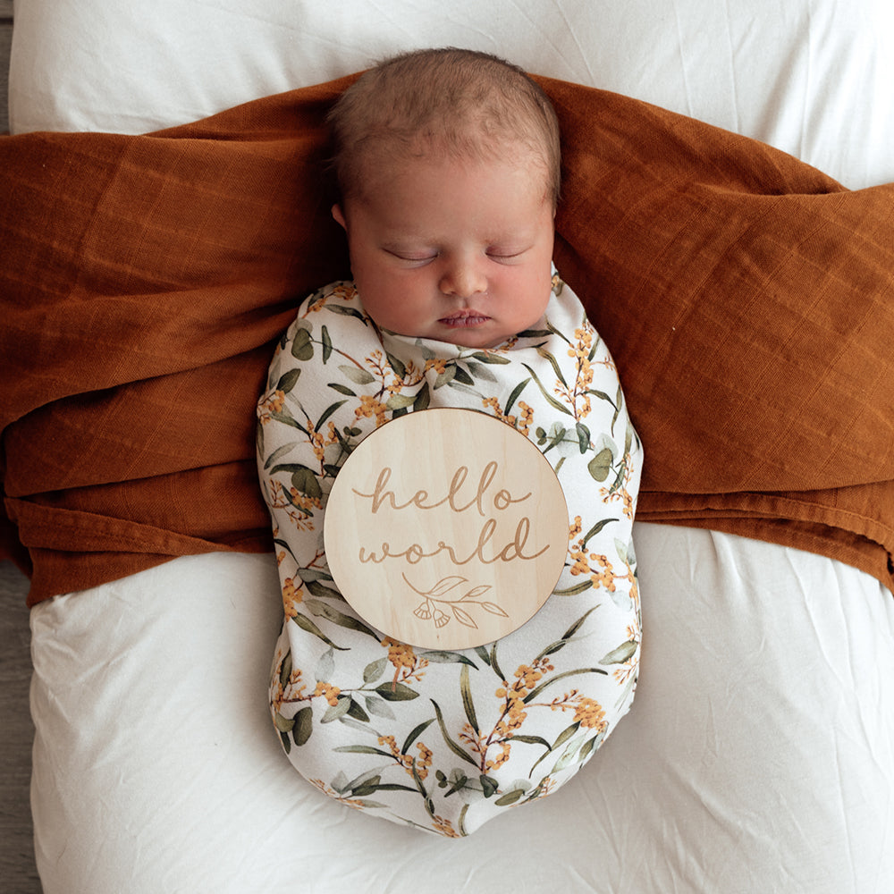 Golden Wattle Organic Snuggle Swaddle & Topknot Set - View 3