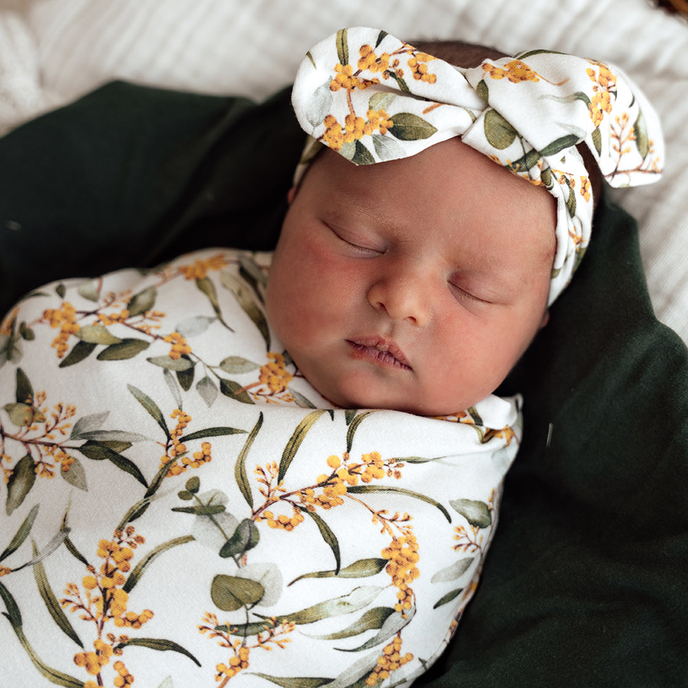 Golden Wattle Organic Snuggle Swaddle & Topknot Set - View 5