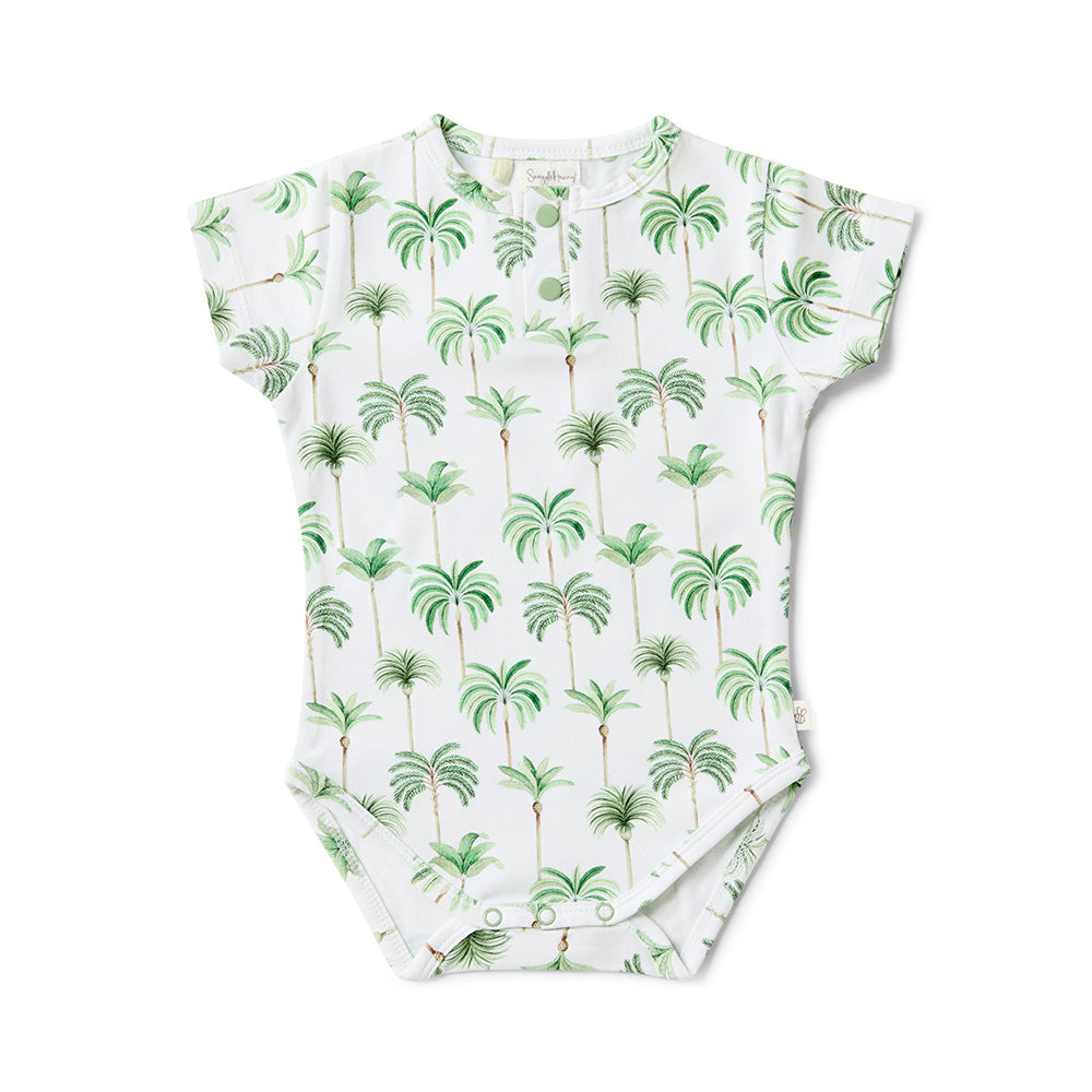 Snuggle Special - Green Palm Short Sleeve Organic Bodysuit - View 1