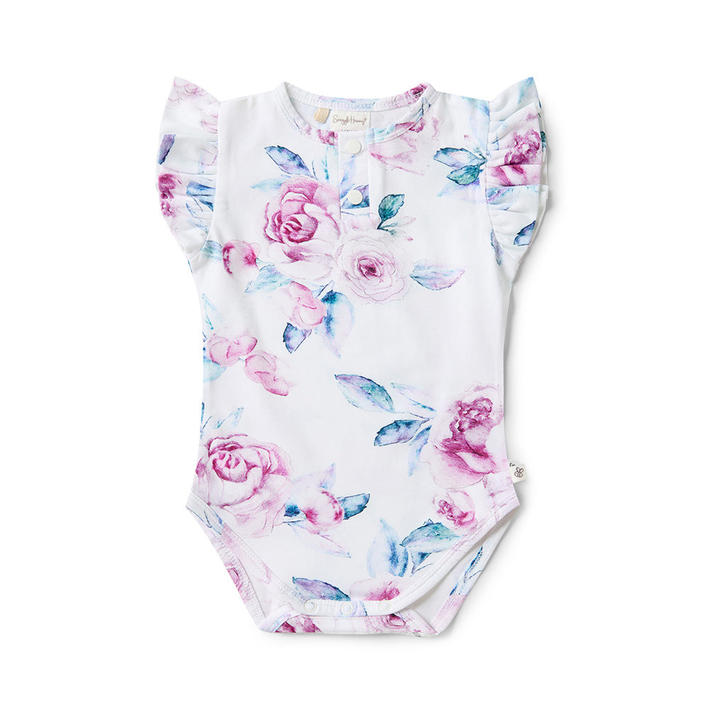 Lilac Skies Short Sleeve Organic Bodysuit with Frill - View 2