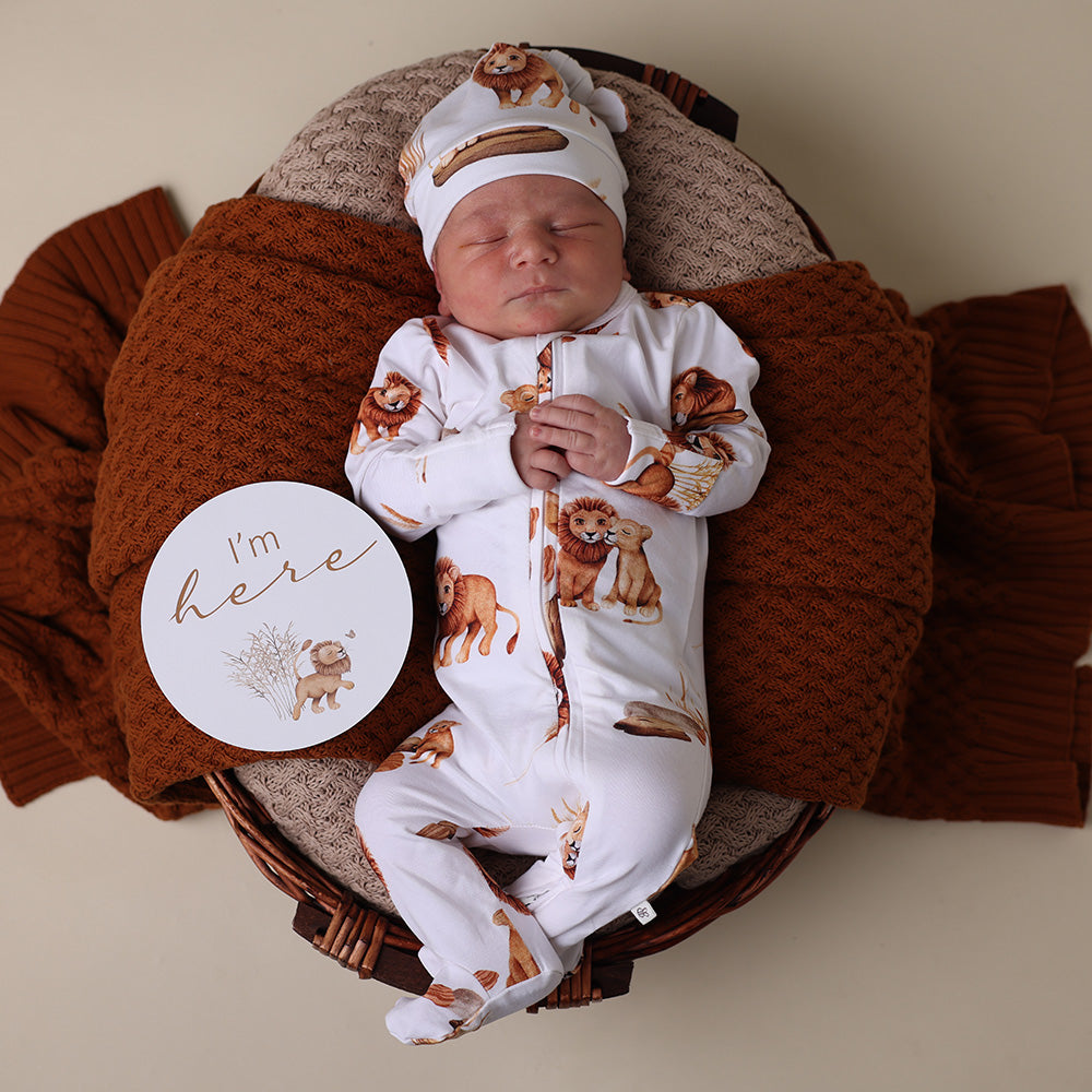 Lion Organic Snuggle Sleepsuit Zip Footie - View 1