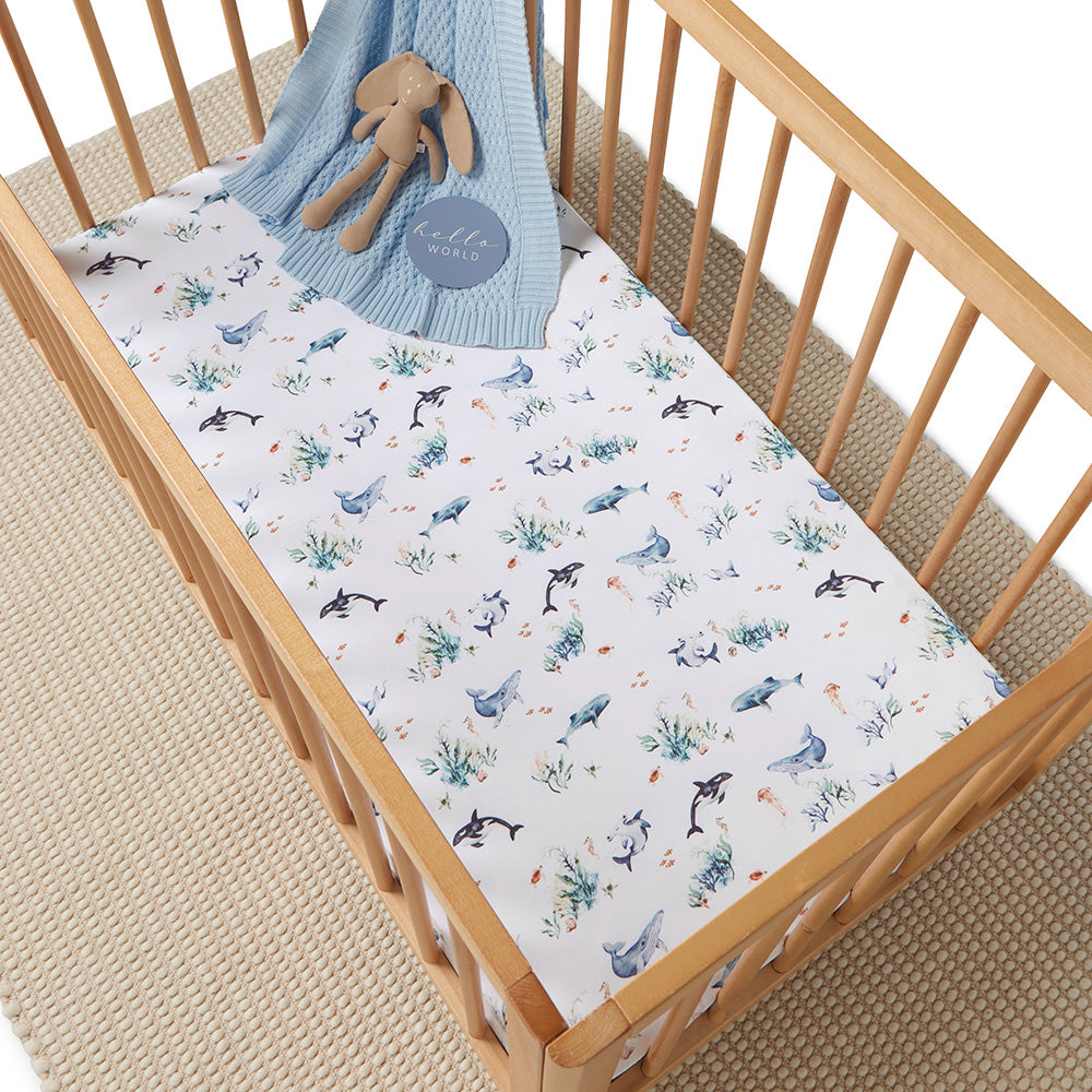 Ocean Organic Fitted Cot Sheet - View 9