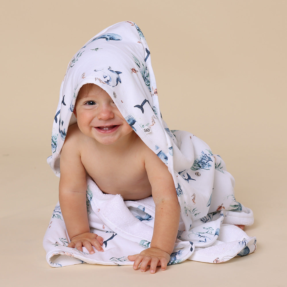 Ocean Organic Hooded Baby Towel - View 4