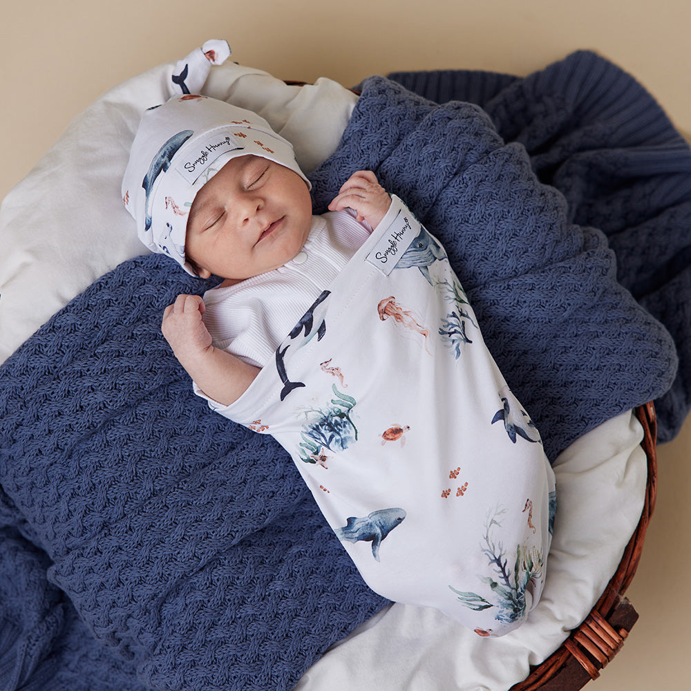 Ocean Organic Snuggle Swaddle & Beanie Set - View 6