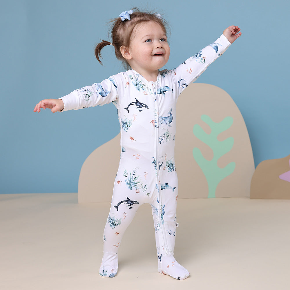 Ocean Organic Snuggle Sleepsuit Zip Footie - View 1