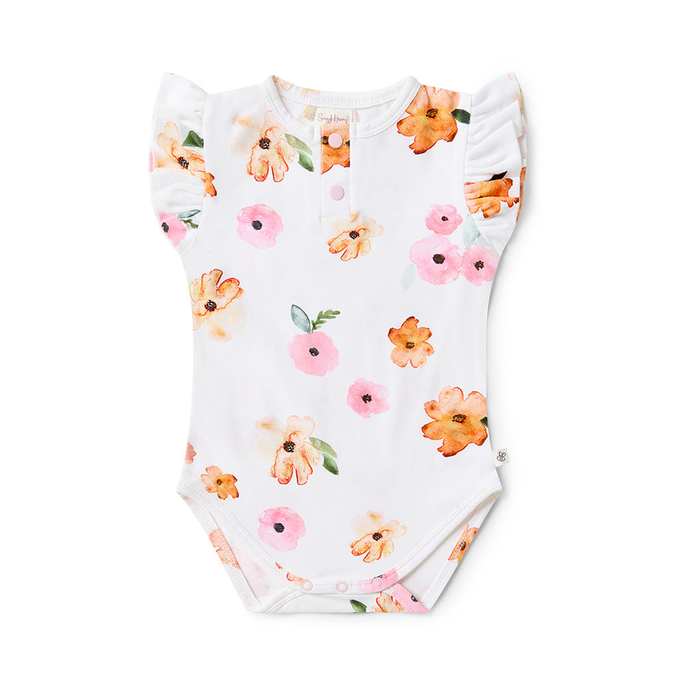 Poppy Short Sleeve Organic Bodysuit with Frill - View 2