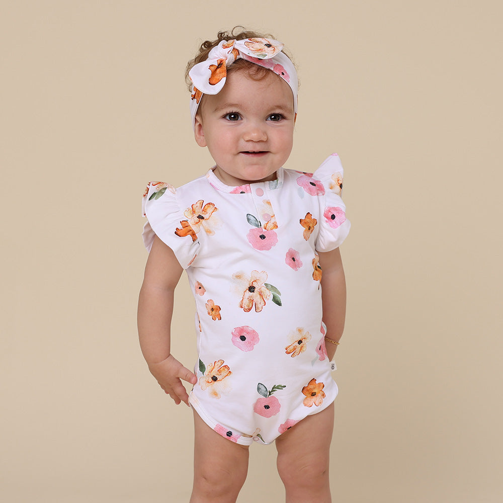 Poppy Short Sleeve Organic Bodysuit with Frill - View 4