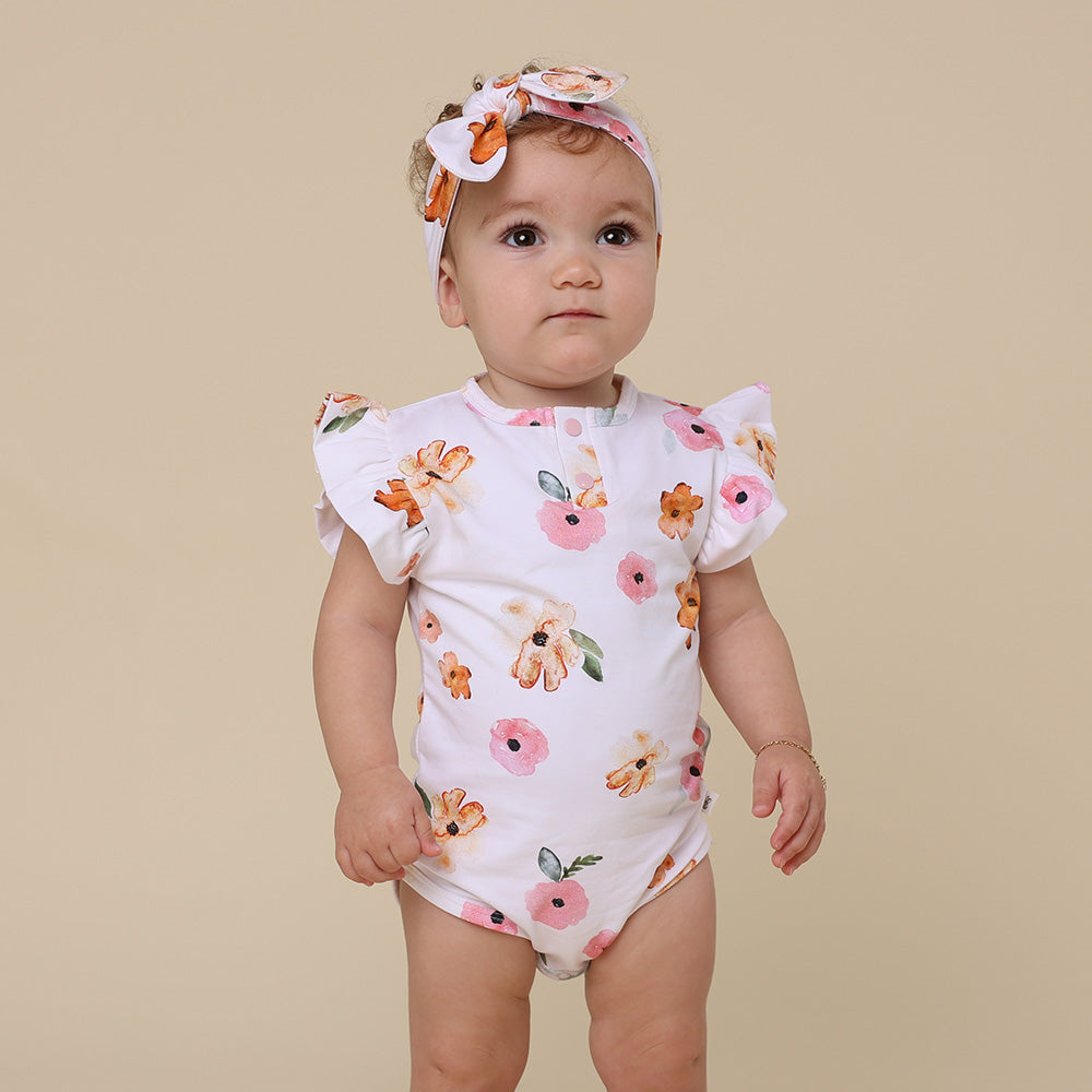 Poppy Short Sleeve Organic Bodysuit with Frill - View 7