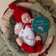 Red Merino Wool Bonnet & Booties - Thumbnail 3