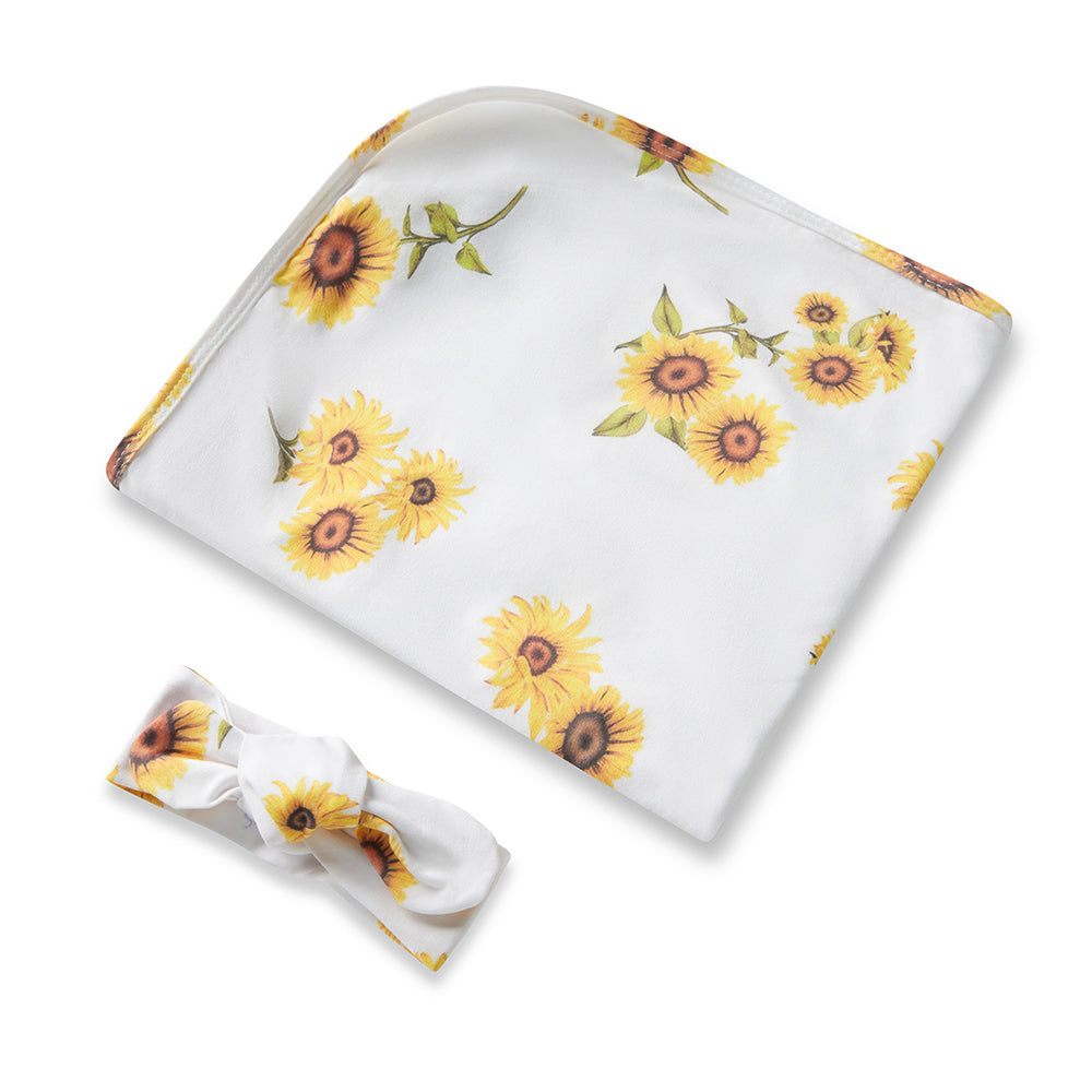 Sunflower Organic Jersey Wrap & Topknot Set - View 2