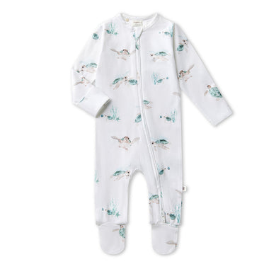 Turtle Organic Snuggle Sleepsuit Zip Footie | Snuggle Hunny