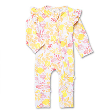 Sofia Organic Snugglesuit Convertible Romper with Frill | Snuggle Hunny