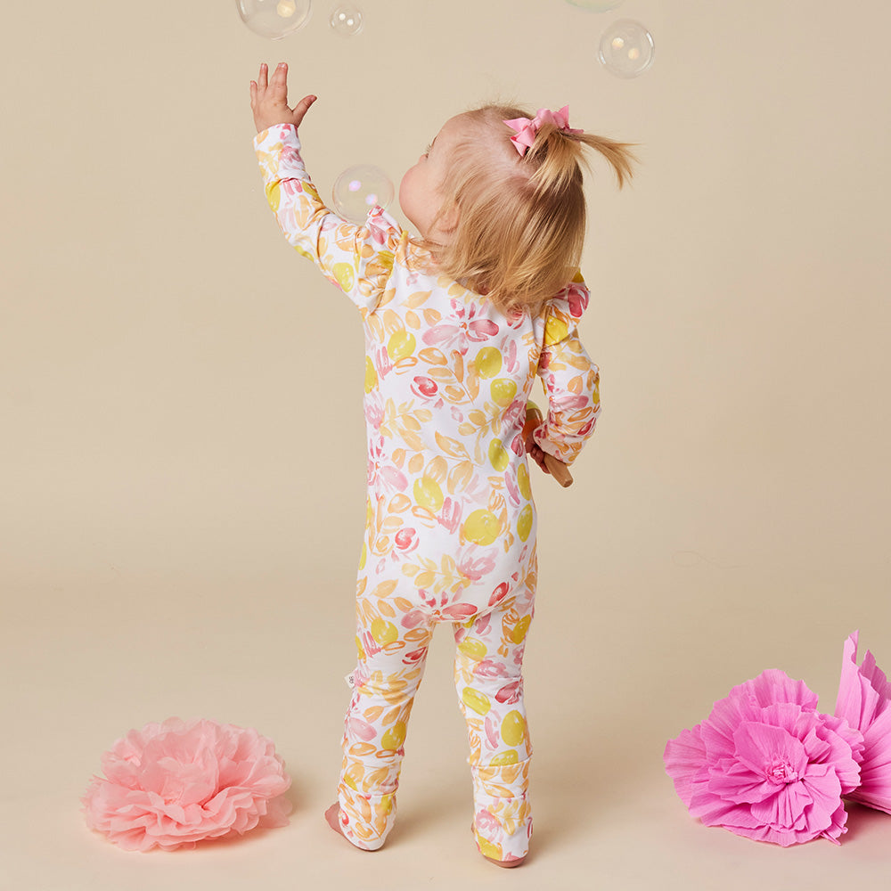 Sofia Organic Snugglesuit Convertible Romper with Frill - View 8