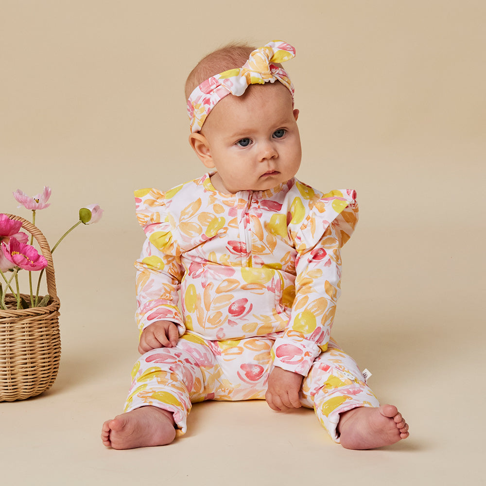 Sofia Organic Snugglesuit Convertible Romper with Frill - View 5