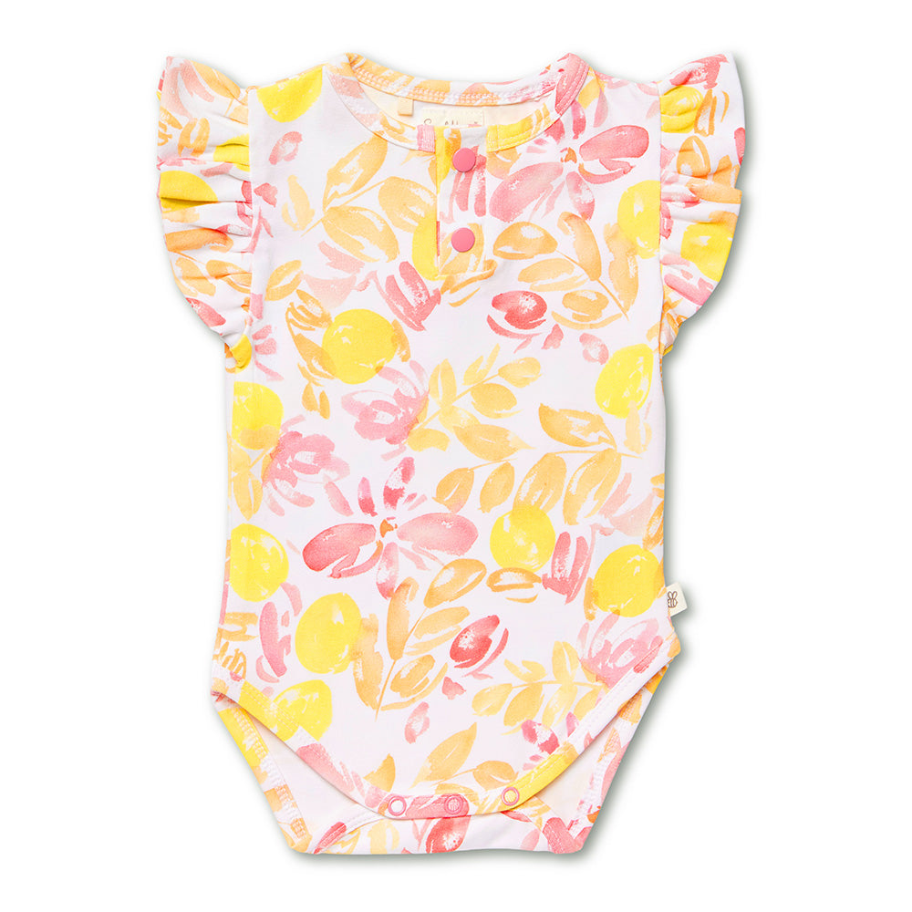 Sofia Short Sleeve Organic Bodysuit with Frill - View 2