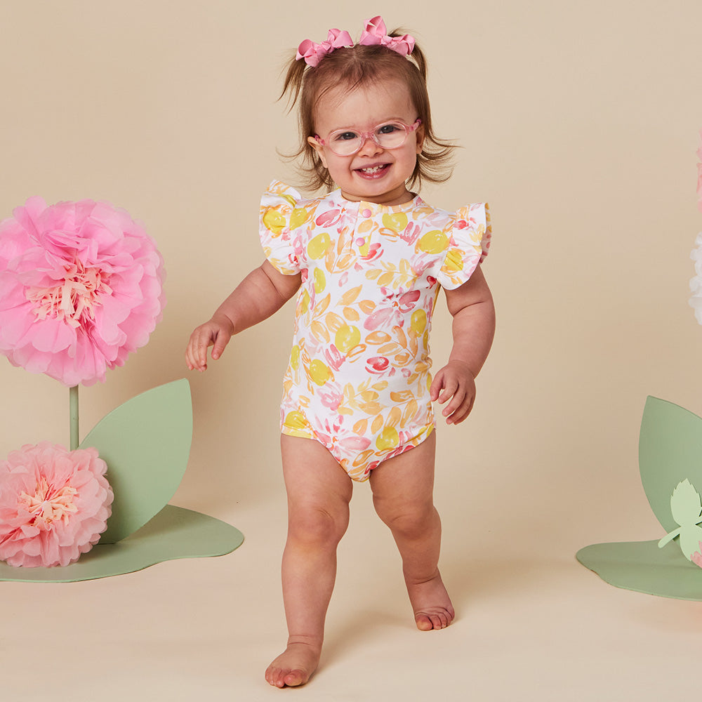 Sofia Short Sleeve Organic Bodysuit with Frill - View 11