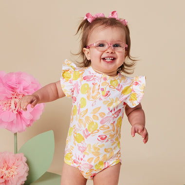 Sofia Short Sleeve Organic Bodysuit with Frill | Snuggle Hunny