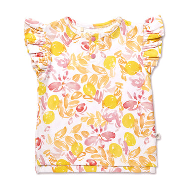 Sofia Organic Short Sleeve Top with Frill | Snuggle Hunny