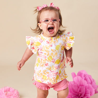 Sofia Organic Short Sleeve Top with Frill | Snuggle Hunny