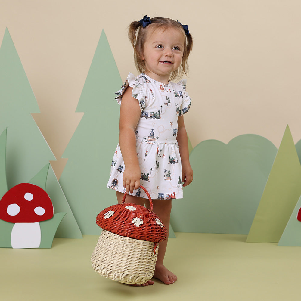 Trains Short Sleeve Organic Dress - View 9