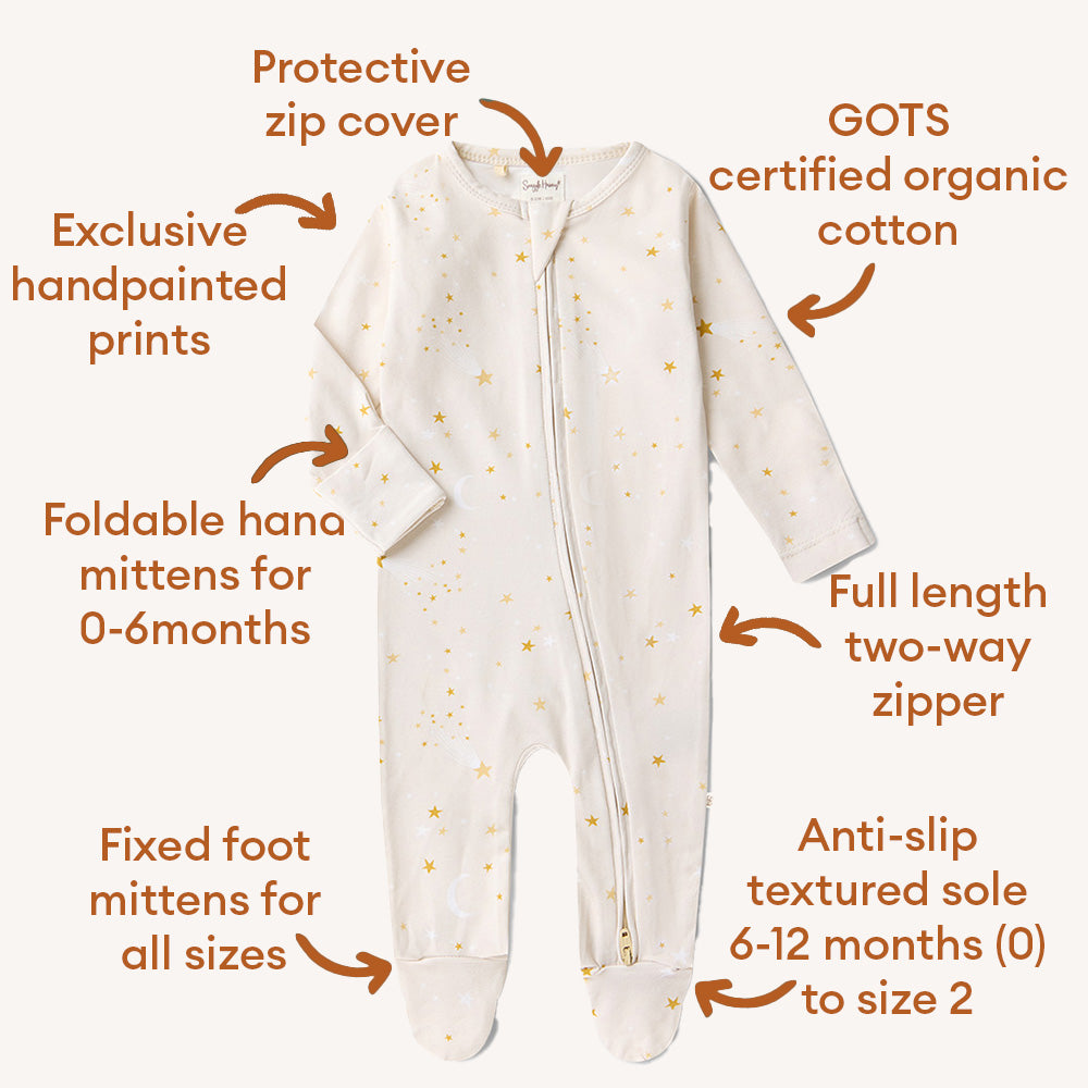 Stardust Organic Snuggle Sleepsuit Zip Footie - View 8