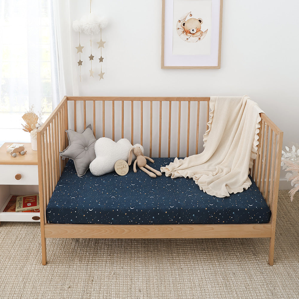 Starry Night Organic Fitted Cot Sheet - View 4