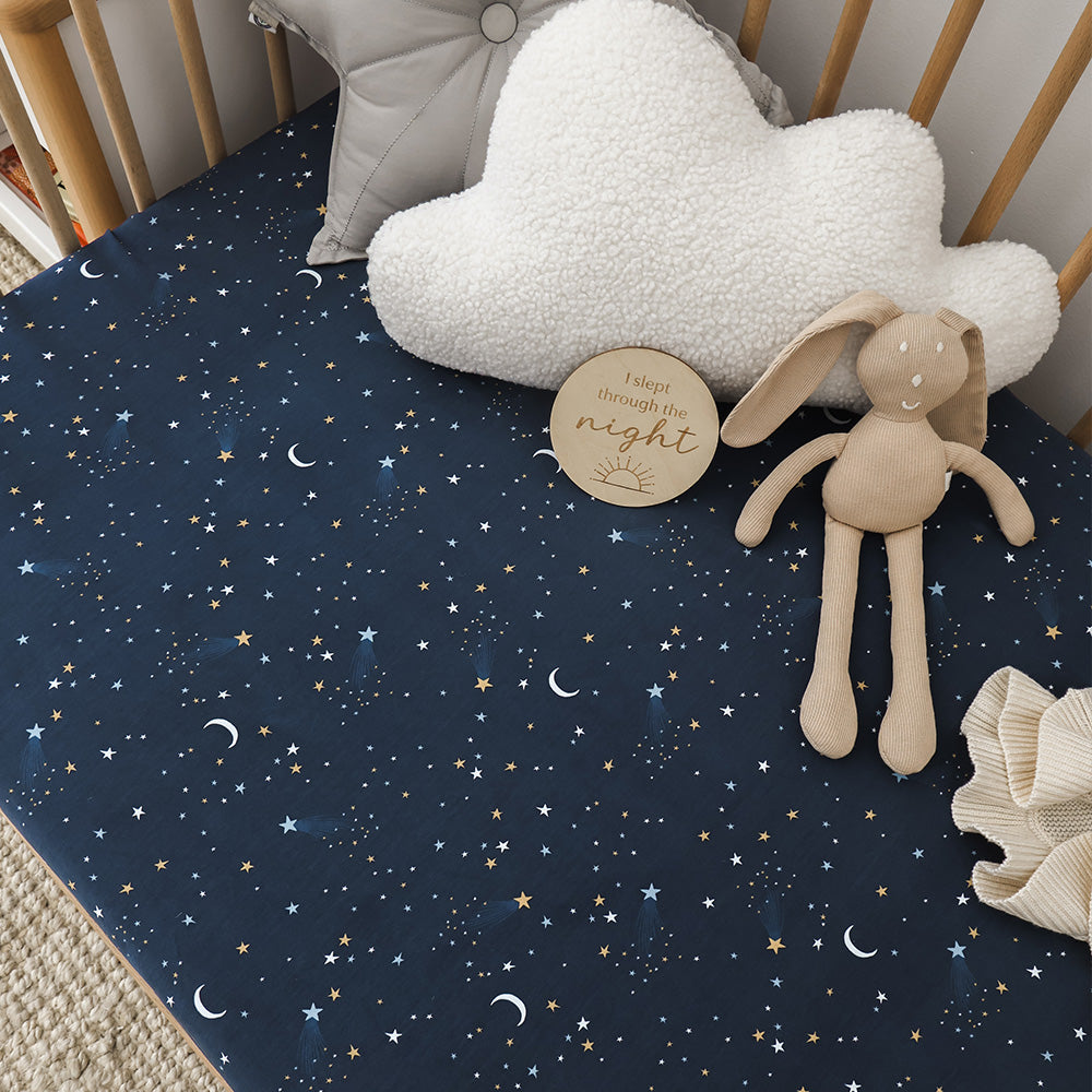 Starry Night Organic Fitted Cot Sheet - View 3