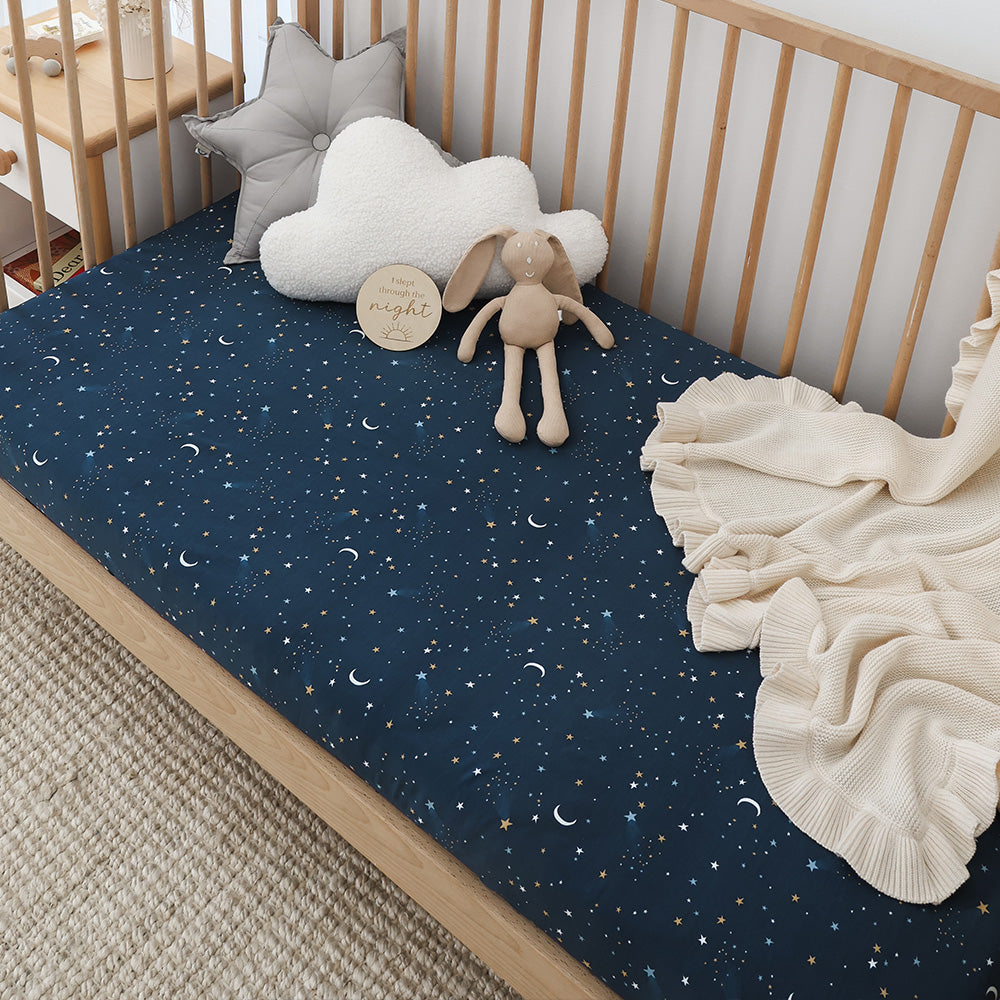 Starry Night Organic Fitted Cot Sheet - View 1