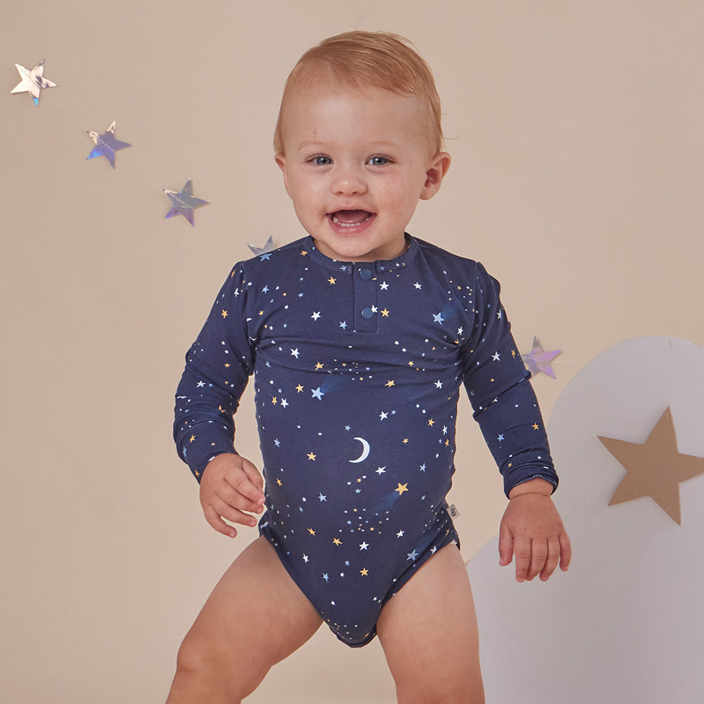 Starry Night Long Sleeve Organic Bodysuit - View 3
