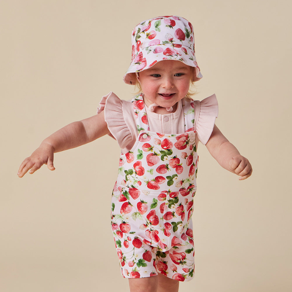 Strawberry Organic Snuggle Overall Shorts - View 8