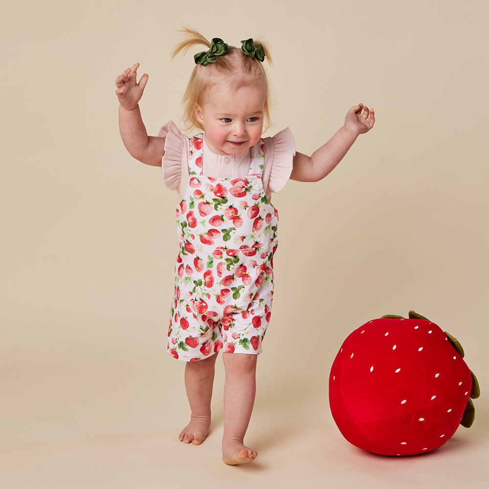 Strawberry Organic Snuggle Overall Shorts - View 5