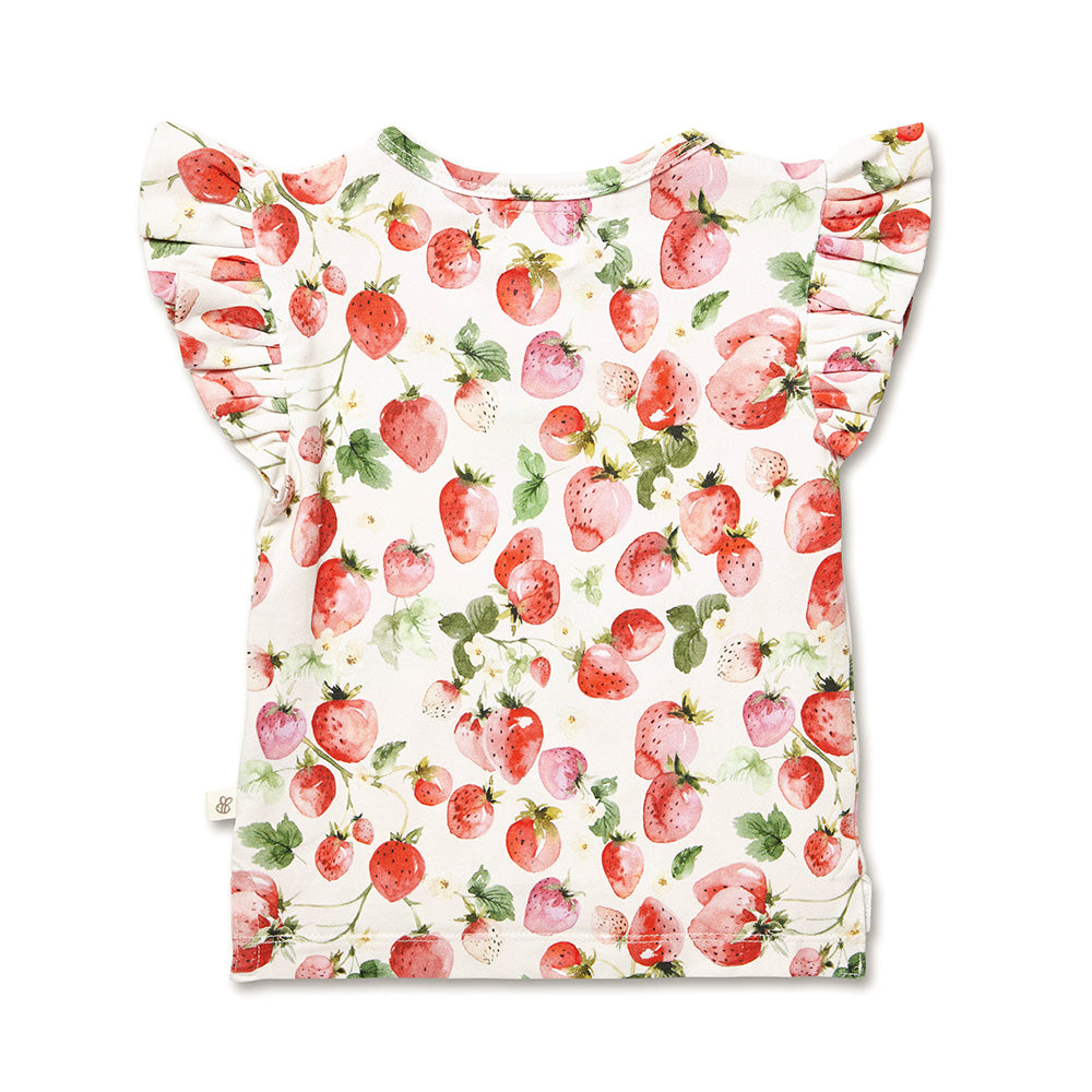 Strawberry Organic Short Sleeve Top with Frill - View 6