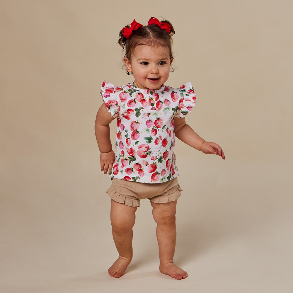 Strawberry Organic Short Sleeve Top with Frill - View 9