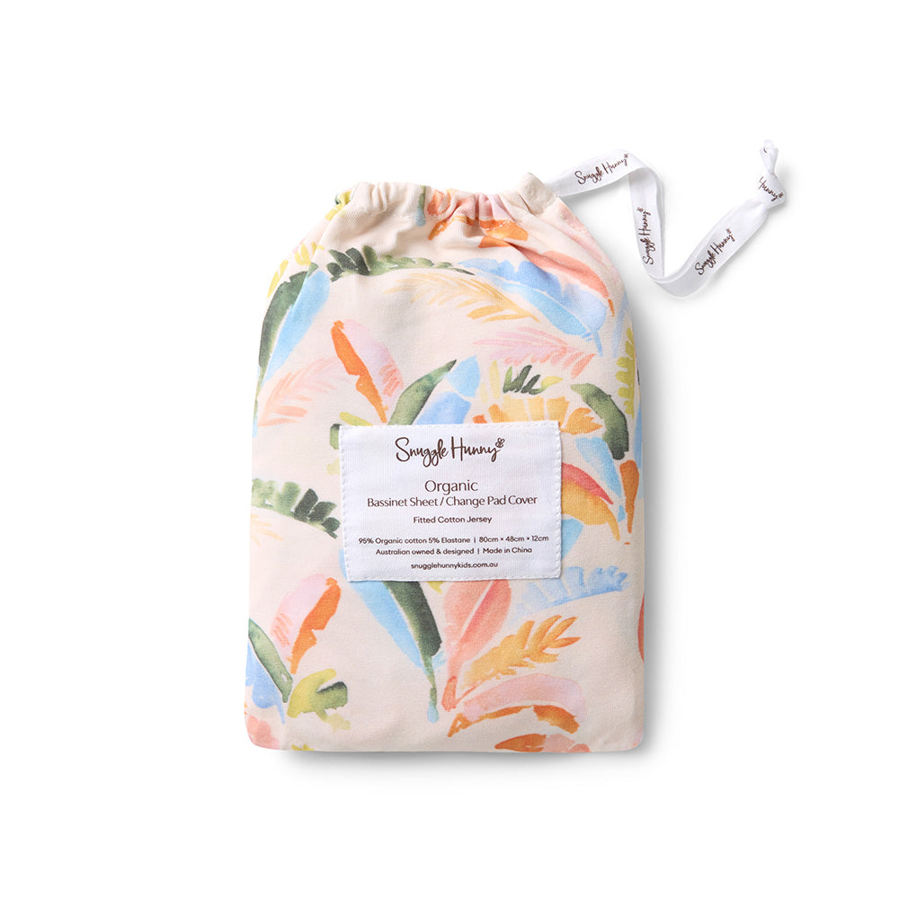 Summer Palm Organic Bassinet Sheet / Change Pad Cover - View 5