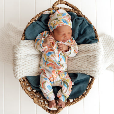 Summer Palm Organic Snugglesuit Convertible Romper | Snuggle Hunny